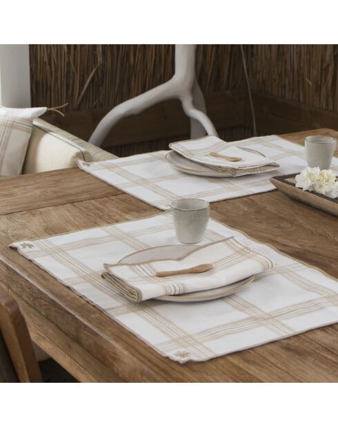 4 Serviettes de table Madras sable - 45x45 cm