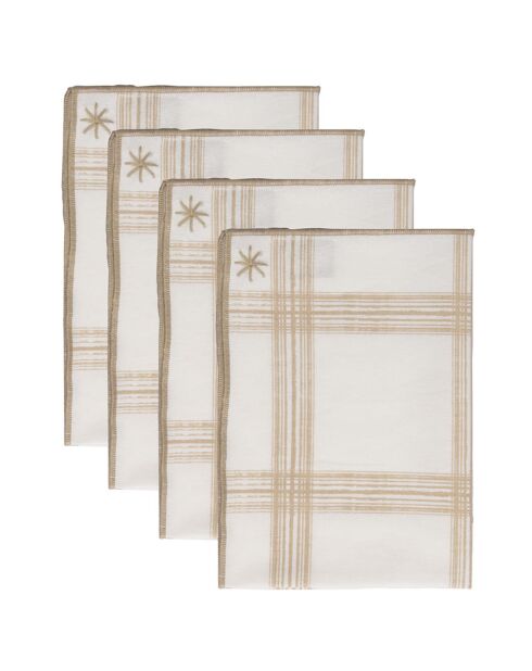 4 Serviettes de table Madras sable - 45x45 cm
