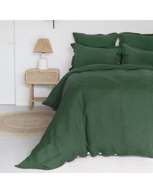 Housse de couette 100% Lin lavé Hortense vert sauge