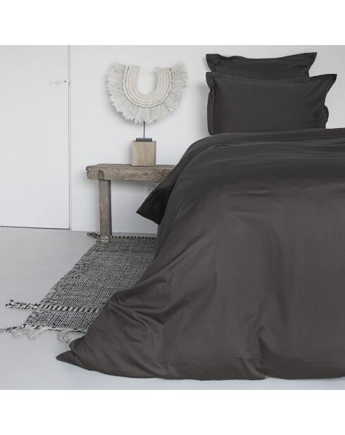 Drap plat 100% Satin de Coton Julia charbon