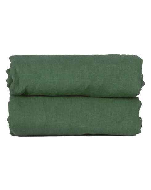 Drap housse 100% Lin lavé Hortense vert sauge