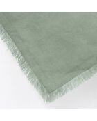 Couvre-lit 100% Lin  frangé Hortense vert de gris