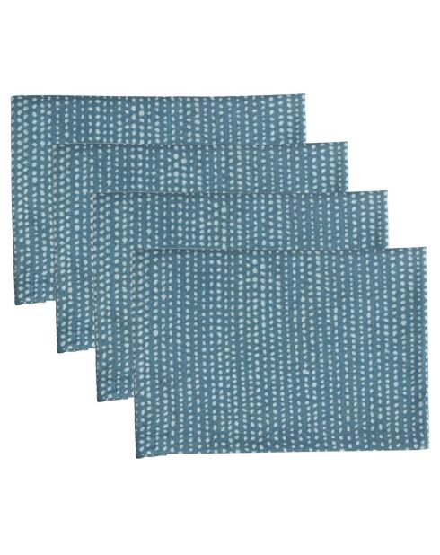 4 Serviettes de table en Coton Dots bleu paon - 45x45 cm