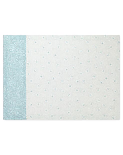 Blaues Geschirrtuch mit Blumenmuster, gepunktet, 70 x 50 cm