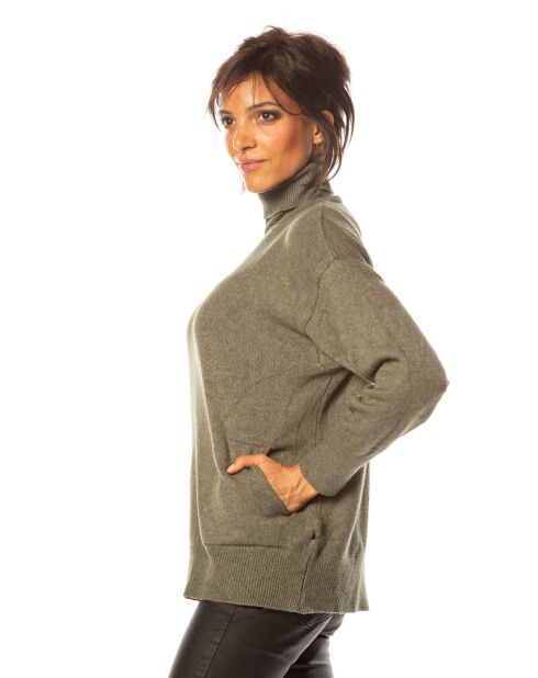 Pull Emmy en Maille mélangée kaki