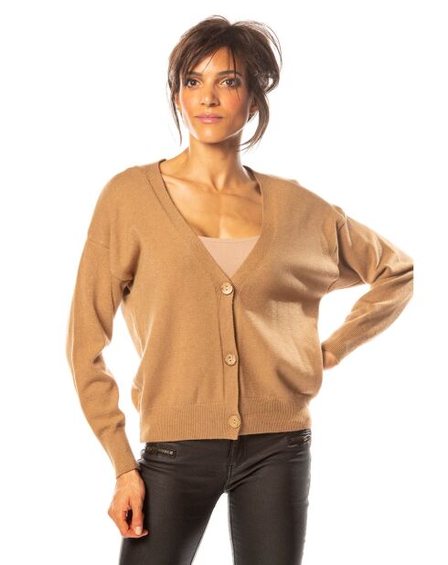 Gilet Kimi en Maille mélangée camel