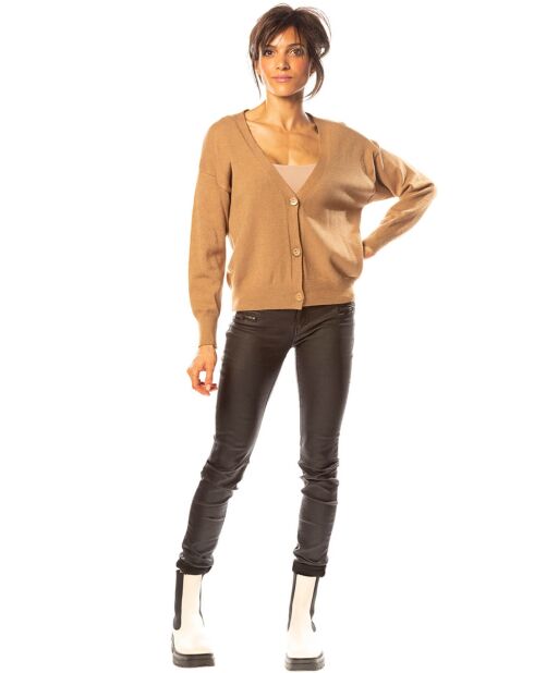 Gilet Kimi en Maille mélangée camel