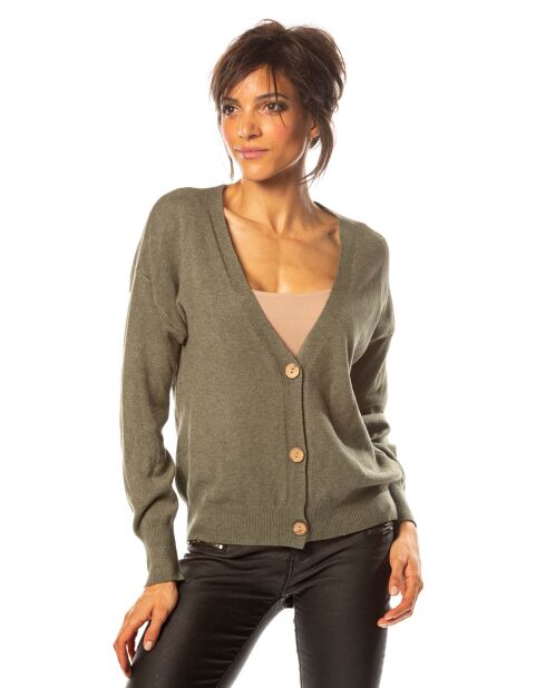 Gilet Kimi en Maille mélangée kaki