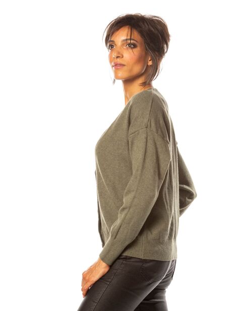 Gilet Kimi en Maille mélangée kaki