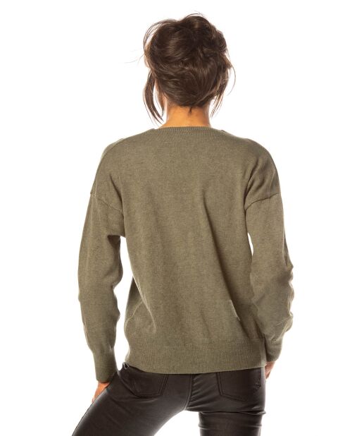 Gilet Kimi en Maille mélangée kaki