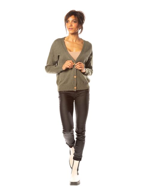 Gilet Kimi en Maille mélangée kaki