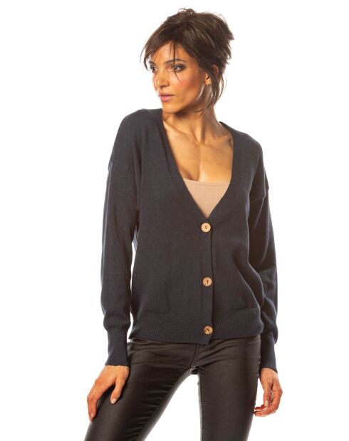 Gilet Kimi en Maille mélangée marine