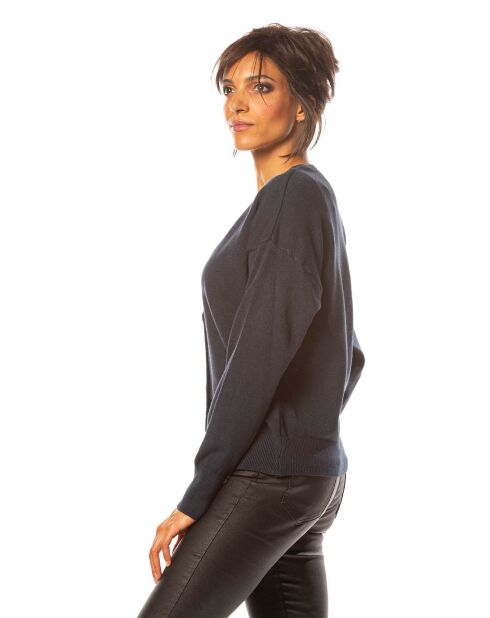 Gilet Kimi en Maille mélangée marine