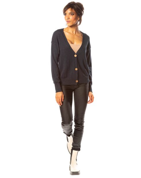 Gilet Kimi en Maille mélangée marine