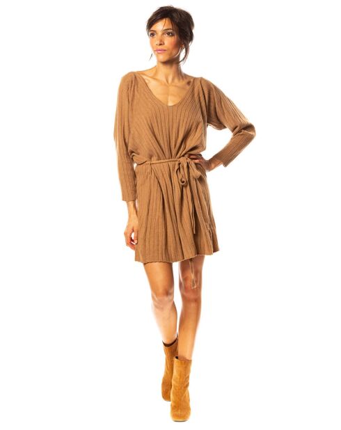 Robe Romy en Maille mélangée camel