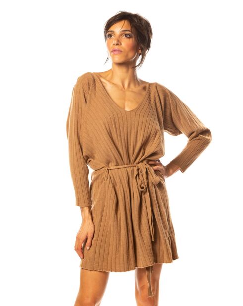 Robe Romy en Maille mélangée camel