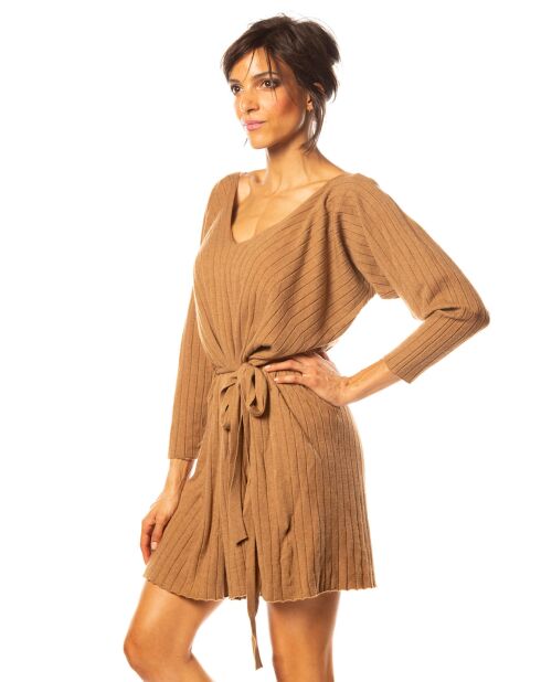 Robe Romy en Maille mélangée camel