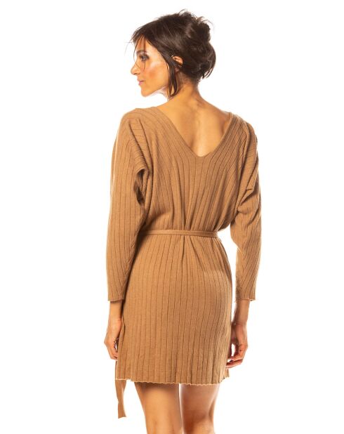 Robe Romy en Maille mélangée camel
