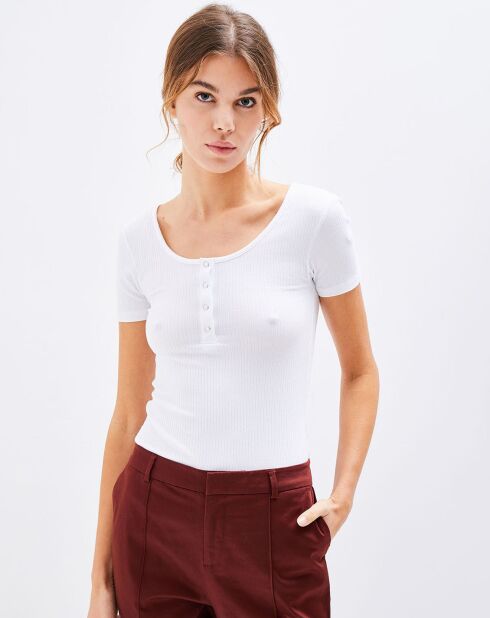 T-Shirt Pckitte côtelé blanc