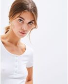 T-Shirt Pckitte côtelé blanc