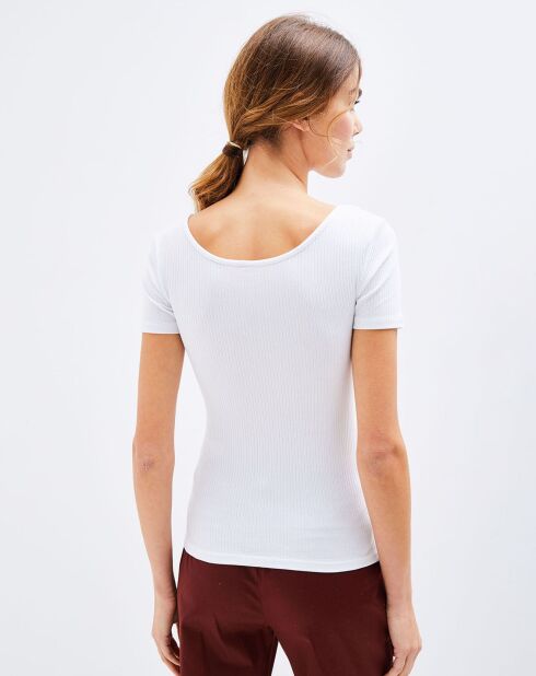 T-Shirt Pckitte côtelé blanc