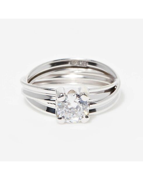 Negen witgouden ring met zirkonia