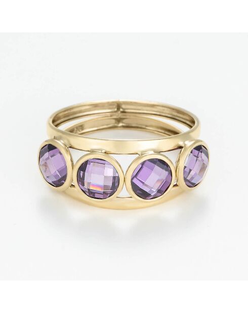 Maden Zirkonia paars-geelgouden ring