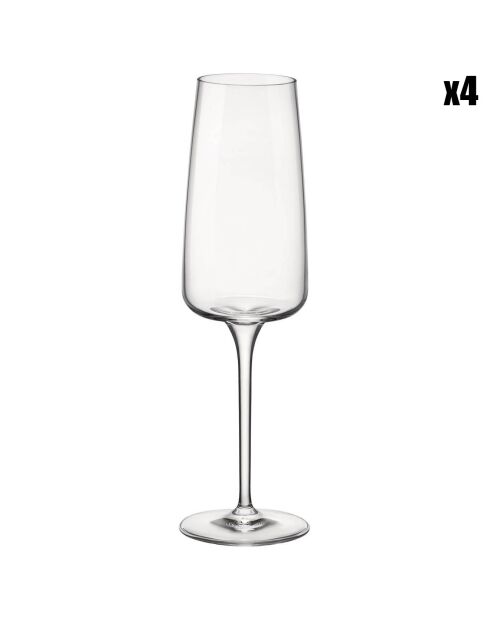 4 Flûtes à Champagne transparentes - 24 cl