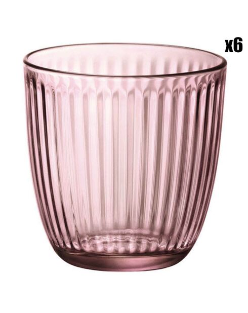 6 Verres à eau Line roses - 29 cl