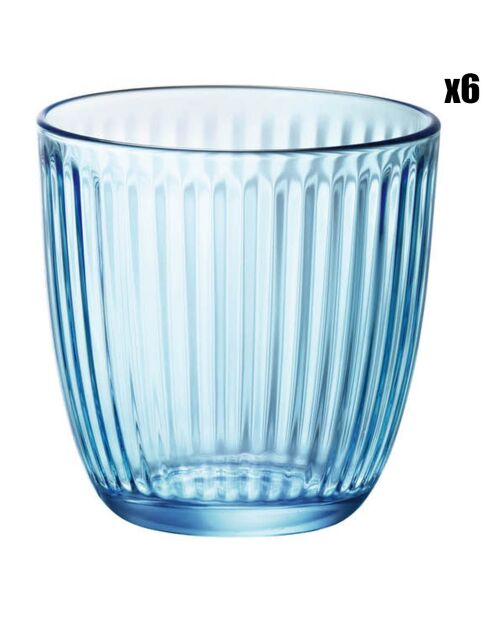 6 Verres à eau Line bleus - 29 cl