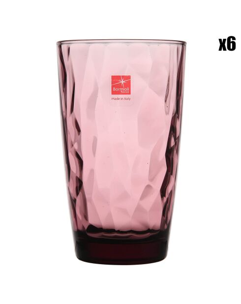 6 Verres Long Drink Diamond violets - 47 cl