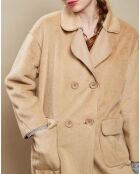 Manteau boutonné en Fausse Fourrure taupe