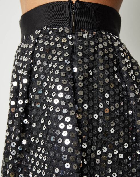 Jupe midi à sequins argentée