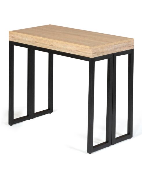 Table extensible 6 personnes memphis marron/noir - 140x90x75 cm