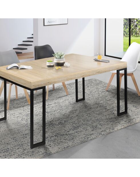 Table extensible 6 personnes memphis marron/noir - 140x90x75 cm