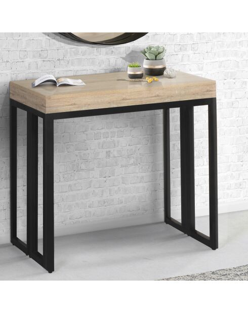 Table extensible 6 personnes memphis marron/noir - 140x90x75 cm