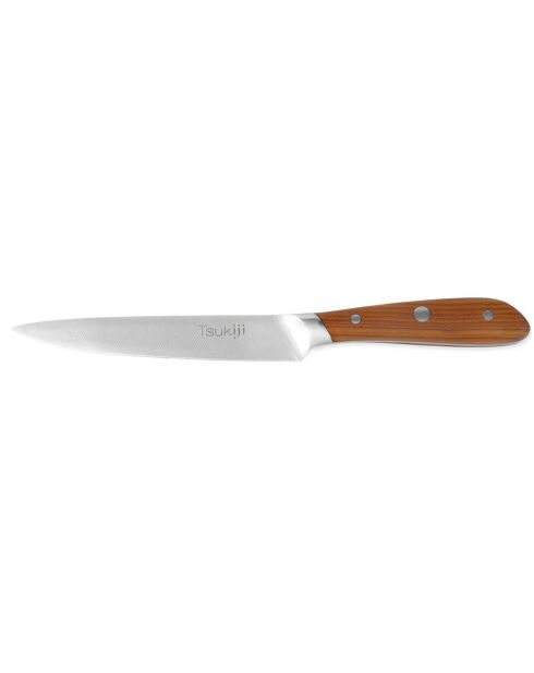 5 Couteaux de cuisine Tsukiji marron/gris - 35x8.5 cm