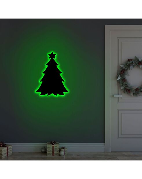 Décoration murale lumineuse Christmas Pine verte - 20x27 cm