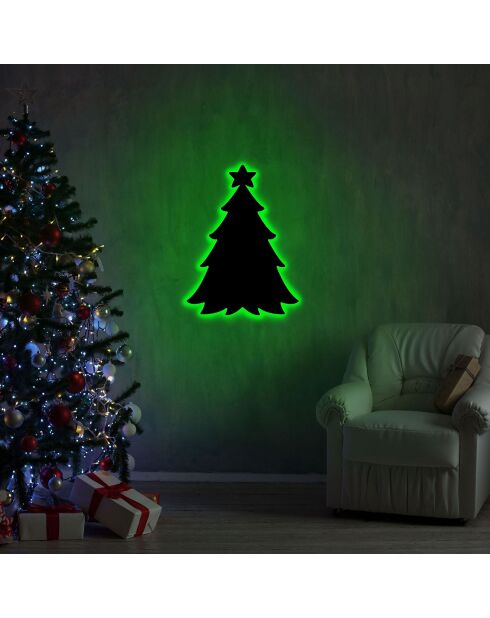 Décoration murale lumineuse Christmas Pine verte - 20x27 cm