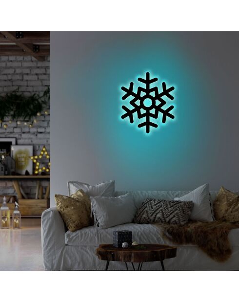 Décoration murale lumineuse Snowflake bleue - 28x32 cm