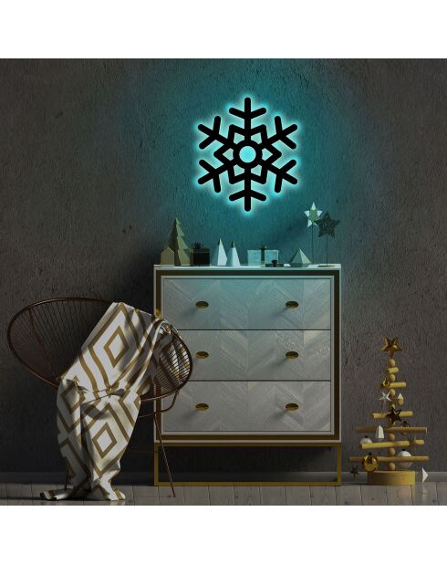 Décoration murale lumineuse Snowflake bleue - 28x32 cm