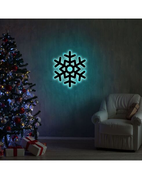 Décoration murale lumineuse Snowflake bleue - 28x32 cm