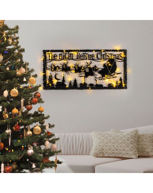 Décoration murale métallique XMAS noire - 83x39 cm