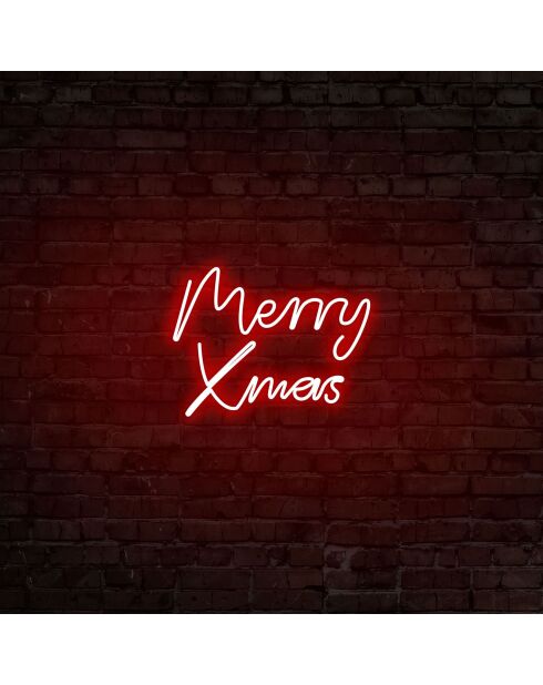 Merry Christmas wanddecoratie met rood licht - 43x33x2 cm