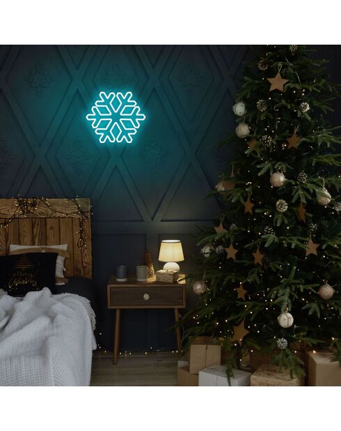 Décoration murale lumineuse Snowflake bleue - 30x26x2 cm