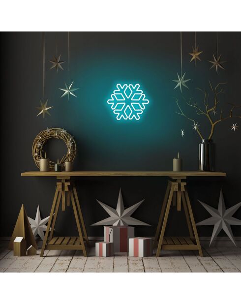 Décoration murale lumineuse Snowflake bleue - 30x26x2 cm