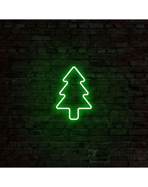 Decorazione murale luminosa verde pino natalizio - 21x30x2 cm