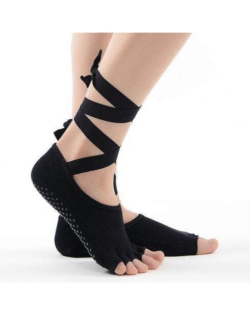 Chaussettes de yoga antidérapantes noires