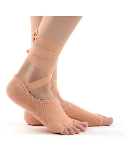 Chaussettes de yoga antidérapantes beiges