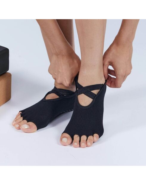 Chaussettes de yoga antidérapantes noires